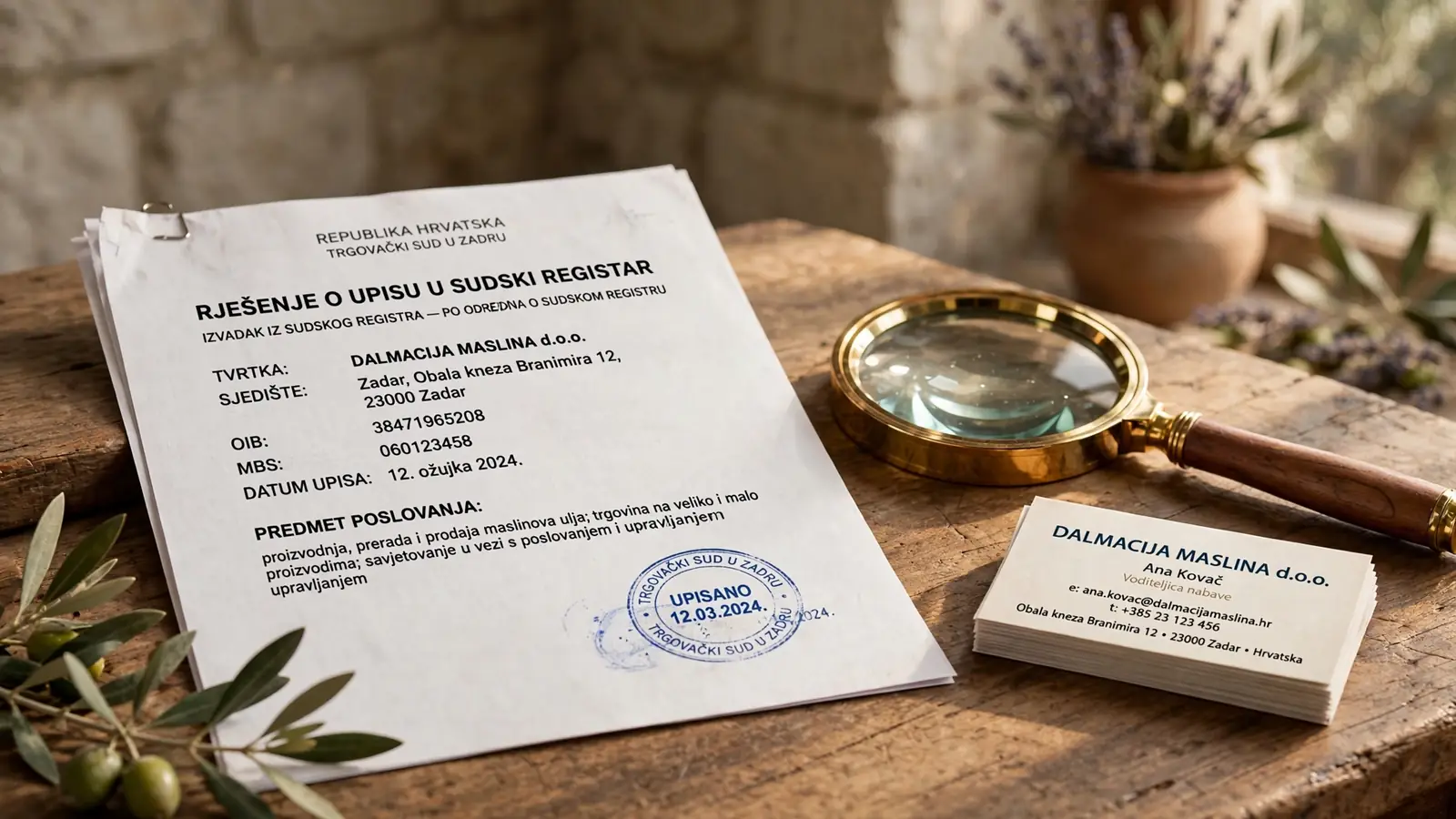 Službeni dokumenti i poslovne kartice na stolu
